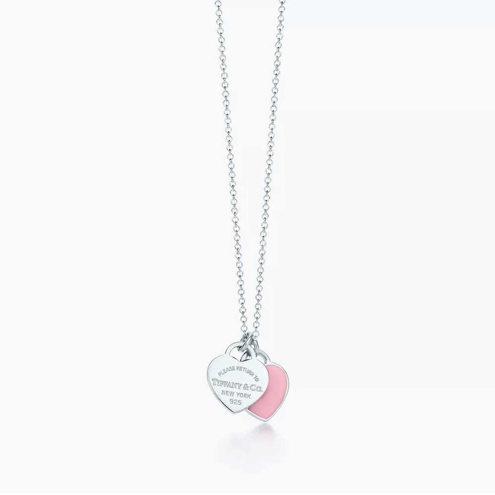 Pink Double Heart Tag Pendant